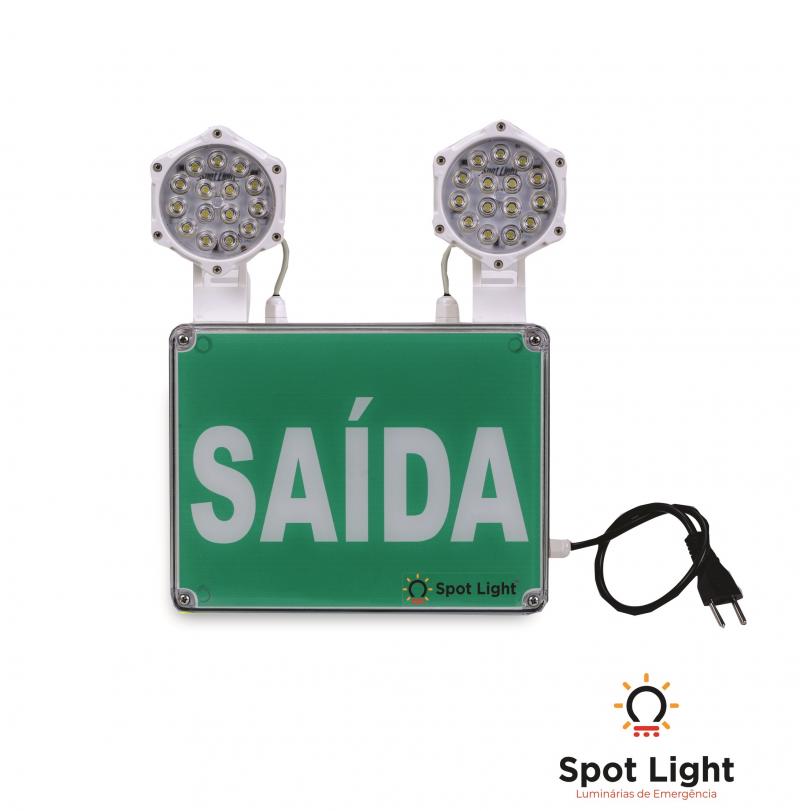 BLE02.2F Box Luminária de Emergência 60 LED´s com 2 Faróis -  com Sinalização de Balizamento - Autônoma